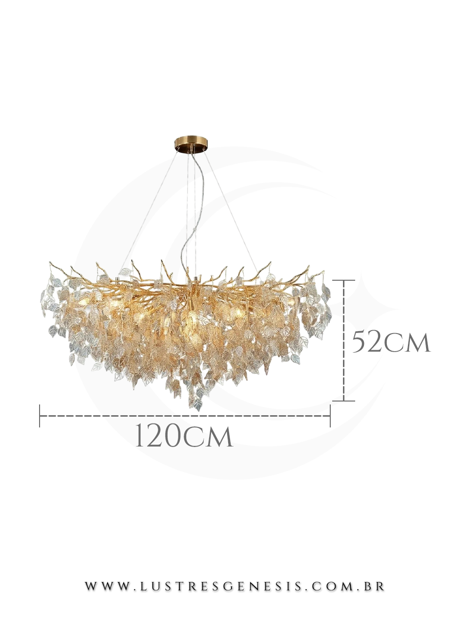 Lustre Pendente Decorativo Cristal Folhas Dourado Design Artistico para Sala Estar Jantar Hall Escadas Pe Direito Duplo